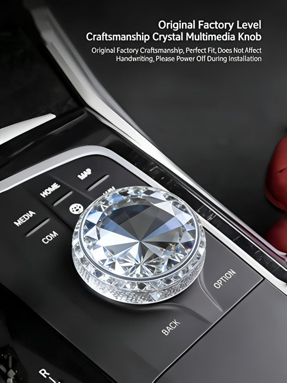 BMW Crystal Interior Trim Set - Shift Paddles, iDrive Knob, Start Button, Volume Knob - close-up detail