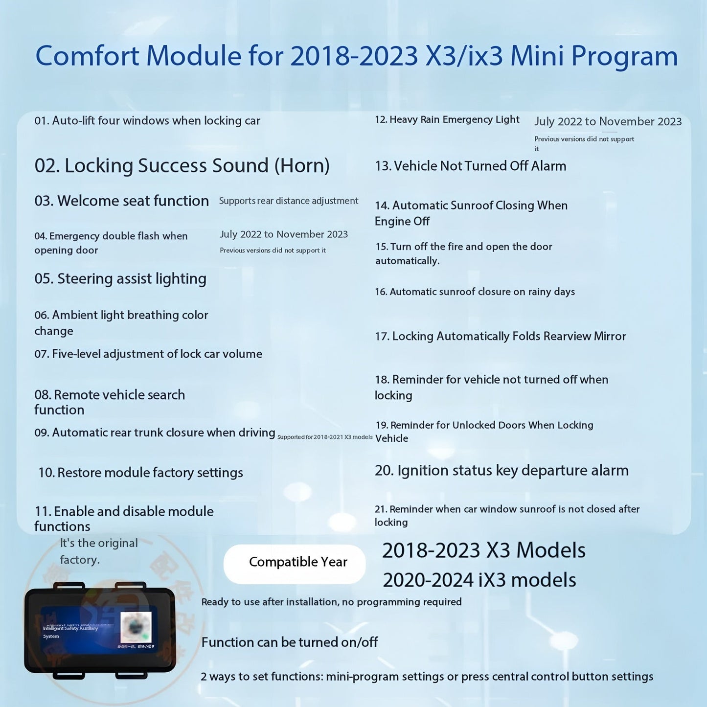 BMW Smart Comfort Module — All Series (1-7, X1-X7)