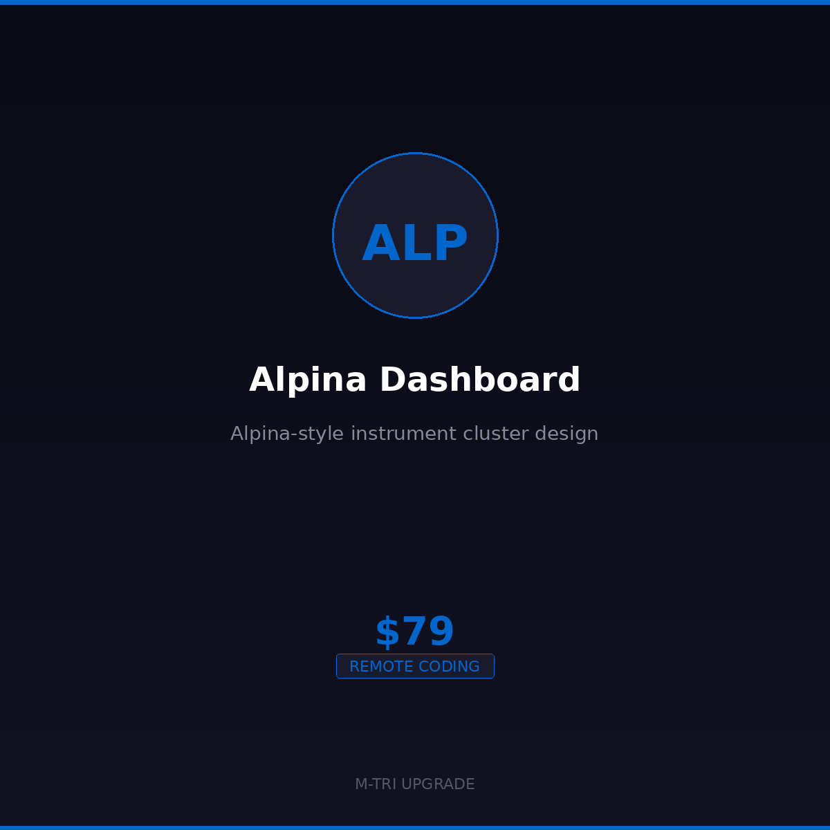 BMW Alpina Instrument Cluster Coding - Alpina Dashboard Style