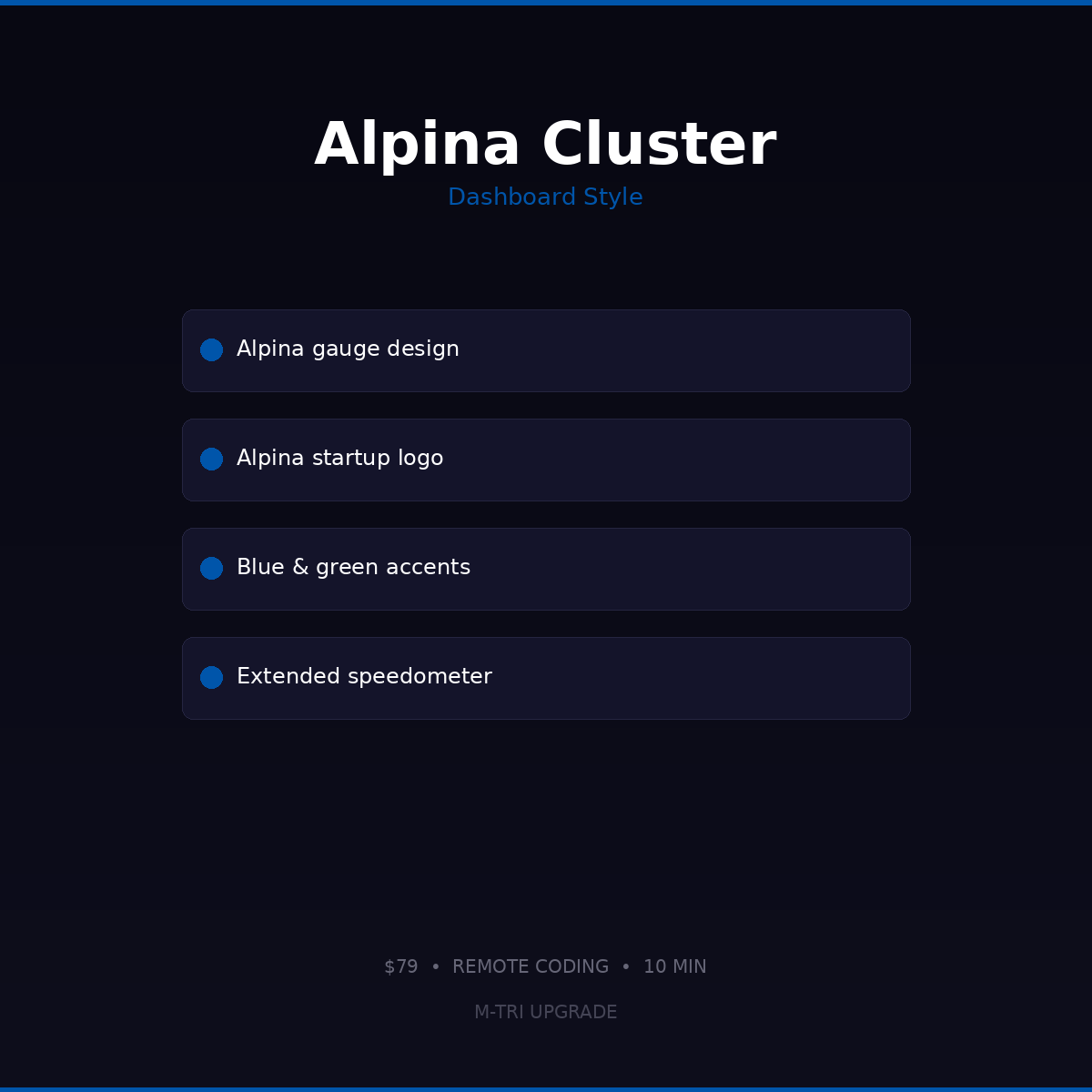 BMW Alpina Instrument Cluster Coding - Alpina Dashboard Style