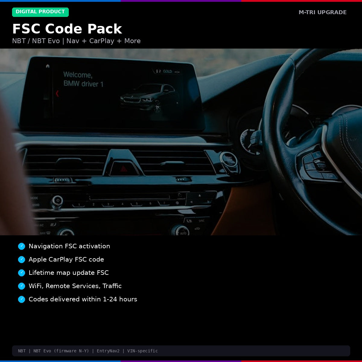 BMW NBT / NBT Evo FSC Code Pack - Navigation, CarPlay, and More
