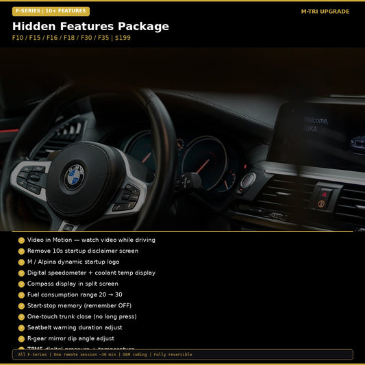 BMW Hidden Features Coding Package - F-Series (10+ Features)