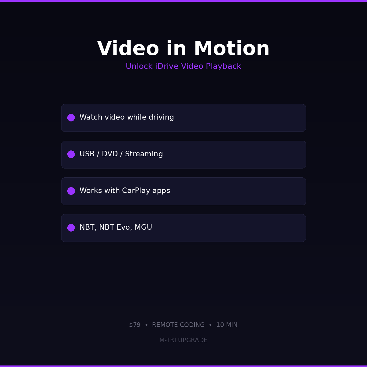 BMW Video in Motion (VIM) Coding - Watch Video While Driving