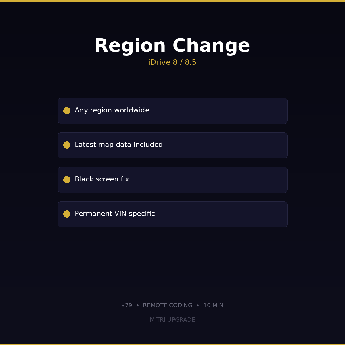 BMW Navigation Region Change iDrive 8 / 8.5 (All Regions) - Feature Details and Compatibility