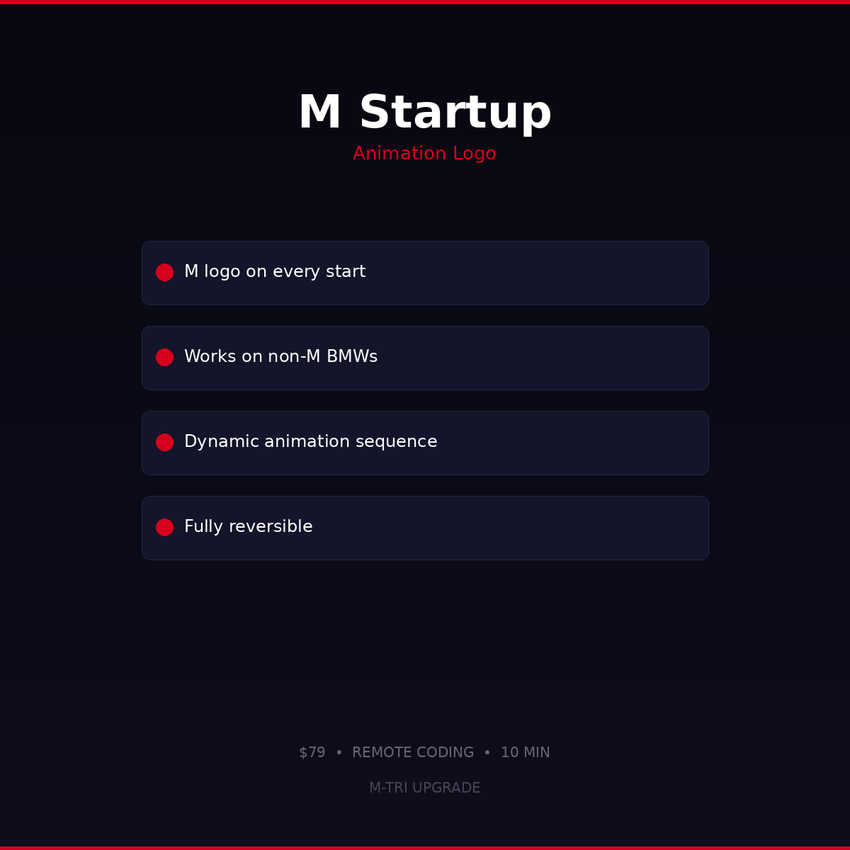 BMW M Startup Animation Logo Coding - BMW Coding Instructions and Results