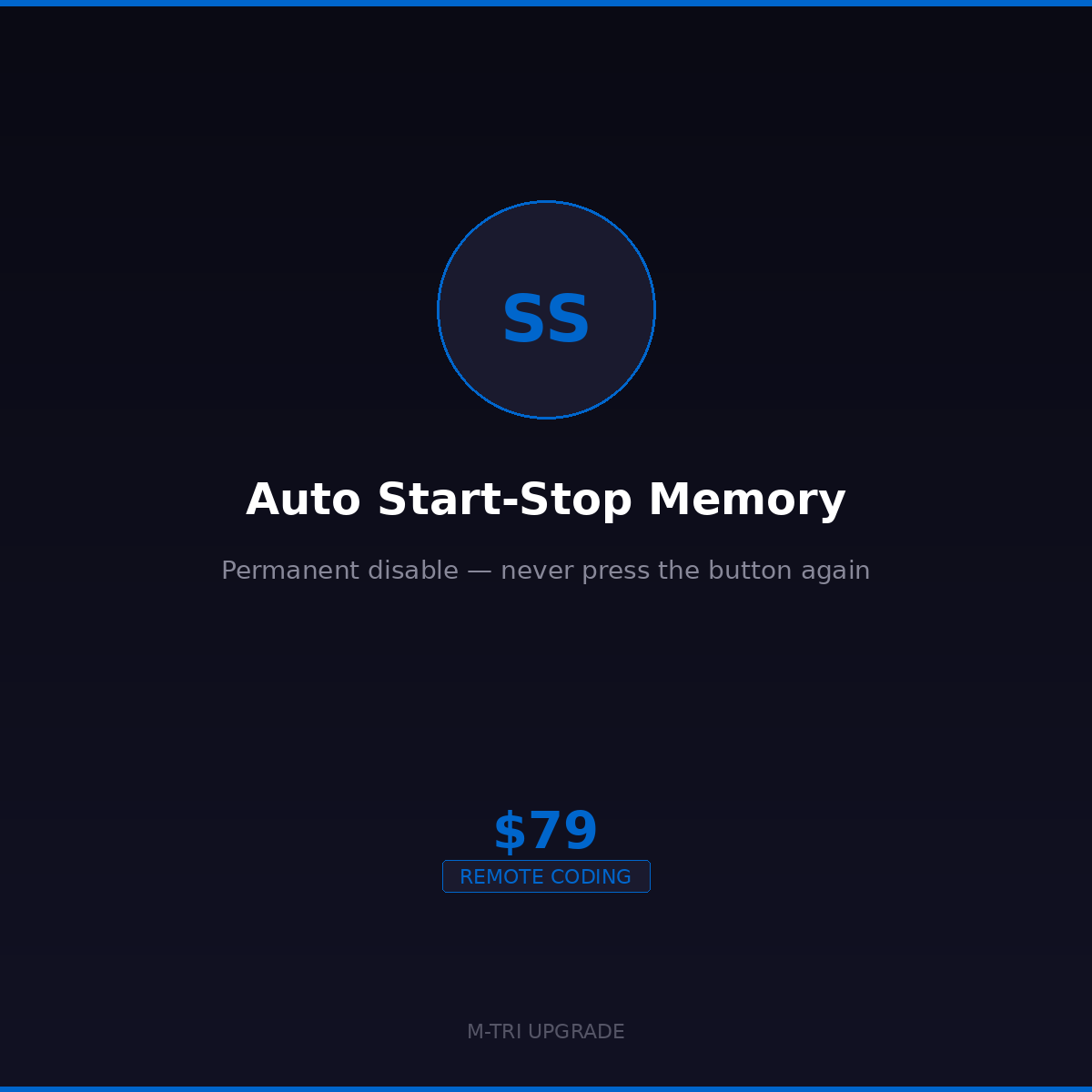 BMW Auto Start-Stop Memory Coding Permanent Disable - Feature Details and Compatibility