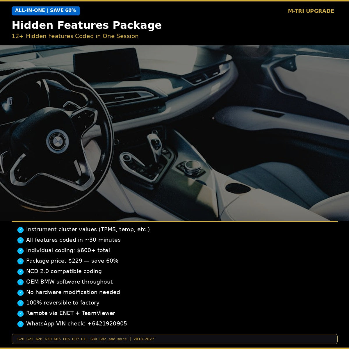 BMW Hidden Features Coding Package G-Series (12+ Features) - Feature Details and Compatibility