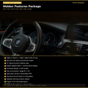 BMW Hidden Features Coding Package F-Series (10+ Features) - MTri Upgrade BMW Remote Coding Service