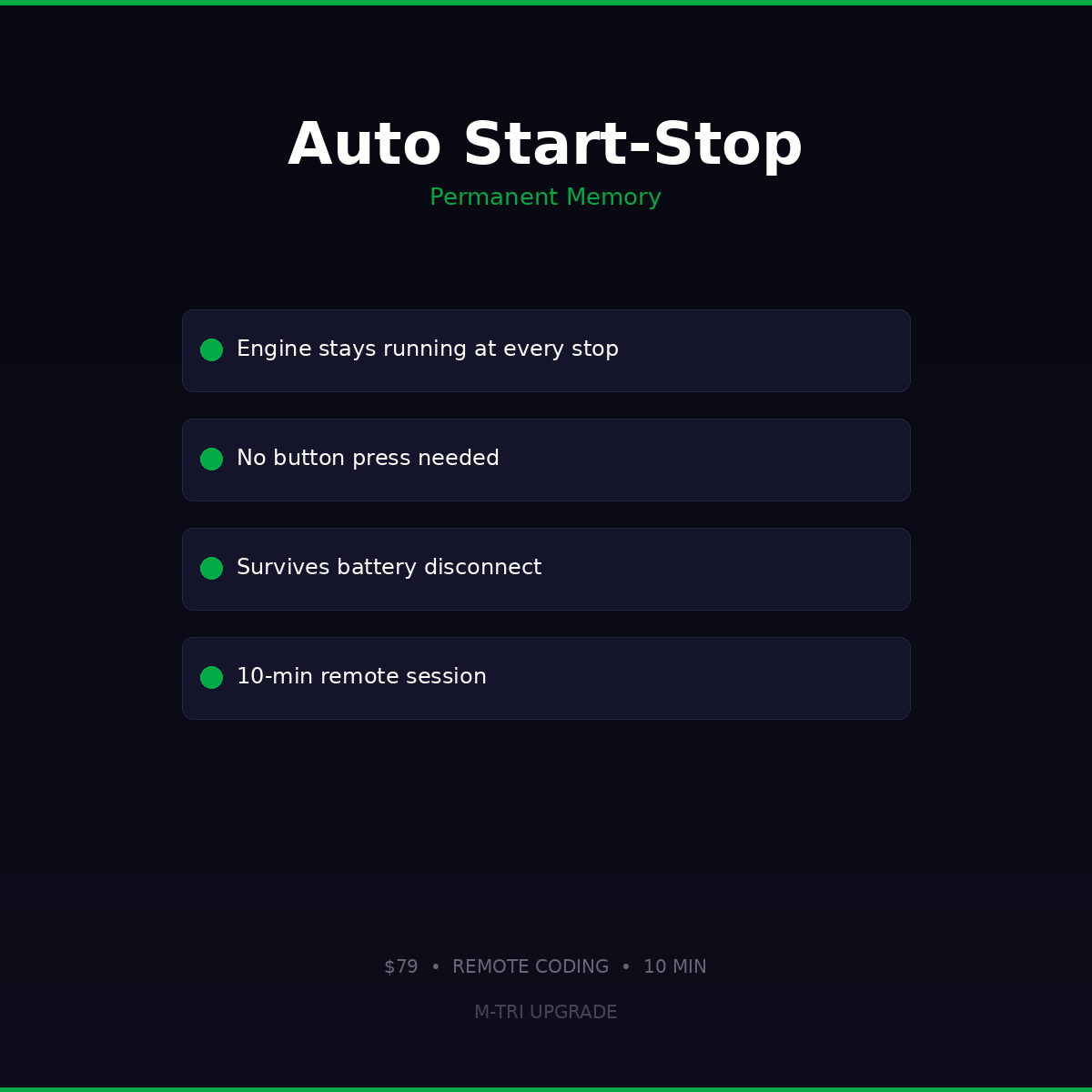 BMW Auto Start-Stop Memory Coding Permanent Disable - BMW Coding Instructions and Results