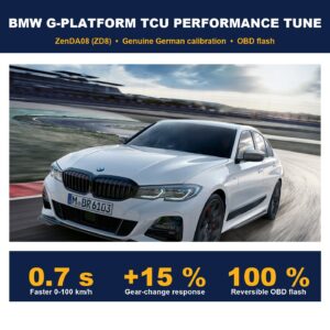 BMW G-platform TCU performance tune β 0.7s faster, OBD flash