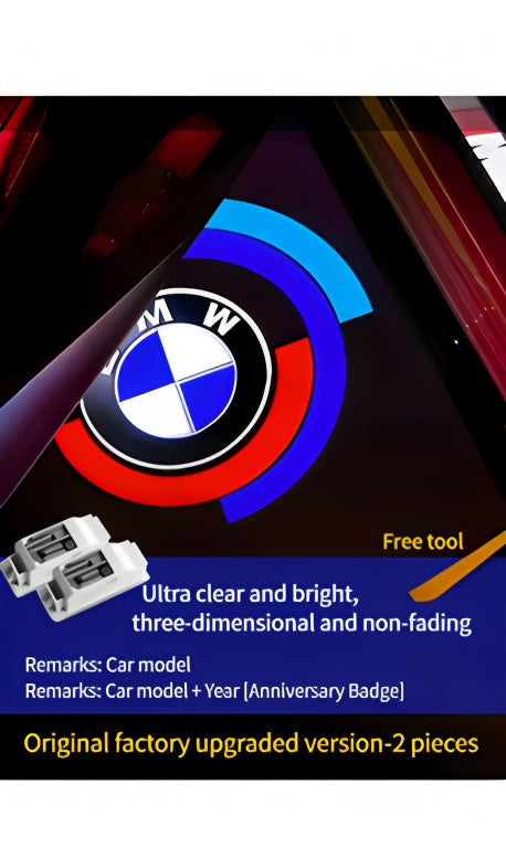 BMW LED Welcome Door Projector Light - illuminated BMW logo projection close-up