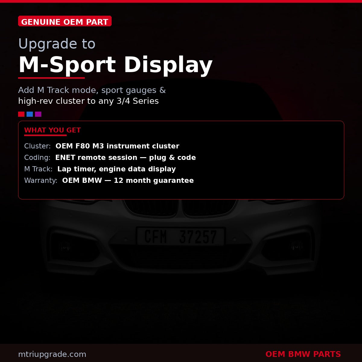 OEM BMW M3 Instrument Cluster for 3 and 4 Series - close-up detail