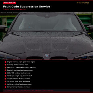 BMW Fault Code Suppression Service Post-Modification Warning Light Removal - MTri Upgrade BMW Remote Coding Service