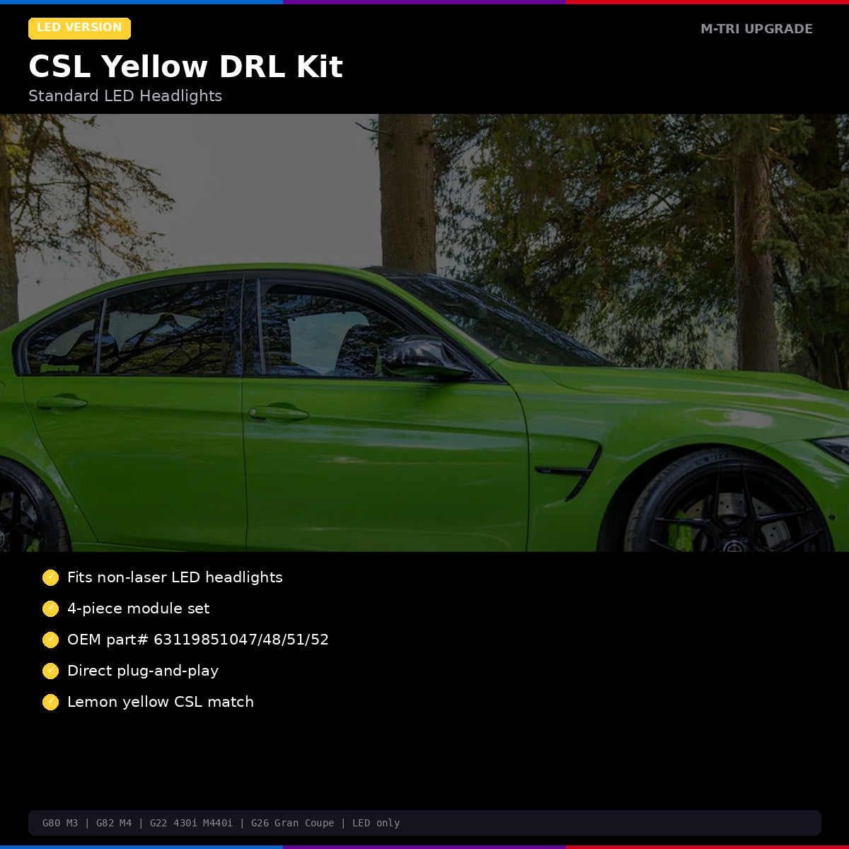 BMW CSL Yellow Angel Eye DRL Module Kit M3 / M4 / 4 Series - Feature Details and Compatibility