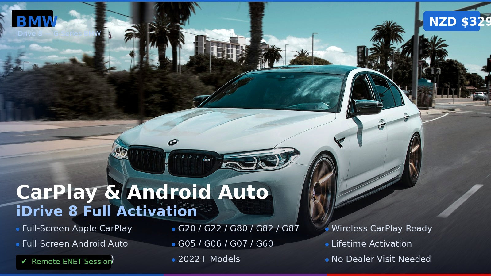 BMW iDrive 8 CarPlay and Android Auto Activation - full-screen remote coding service