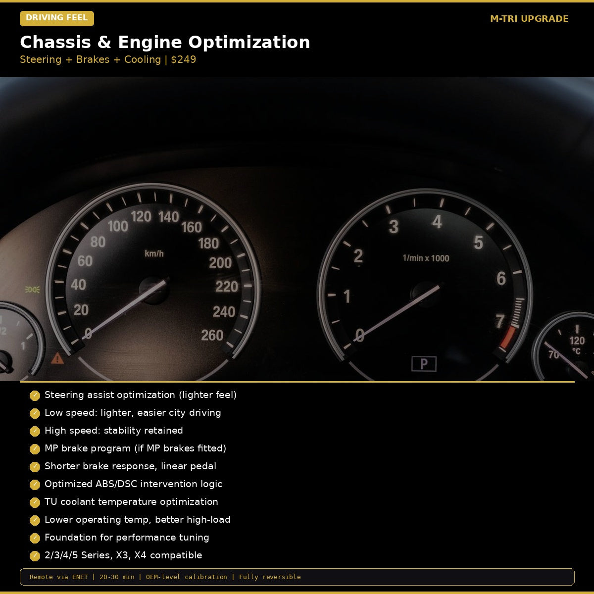 BMW Chassis & Engine Optimization Steering + Brakes + Cooling - MTri Upgrade BMW Remote Coding Service