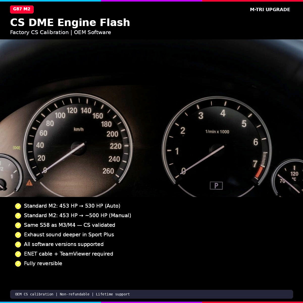 BMW CS DME Engine Flash G87 M2 (530 HP) - Feature Details and Compatibility