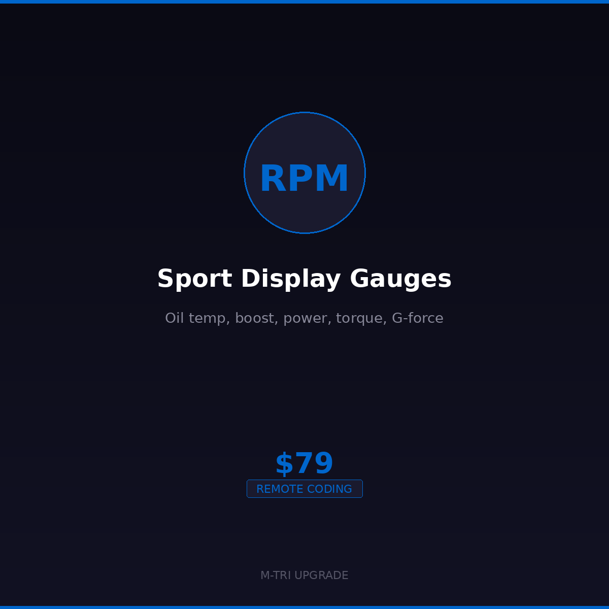 BMW Sport Display Gauges Coding Oil Temp, Boost, Power - MTri Upgrade BMW Remote Coding Service