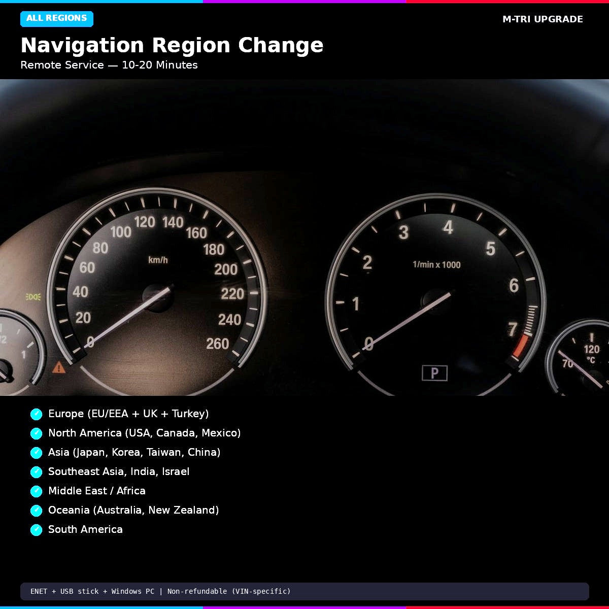 BMW Navigation Region Change MGU iDrive 7 (All Regions) - Feature Details and Compatibility